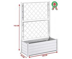 STEFANPLAST Bac a fleurs rectangulaire avec treillis - Finition en bois - 100x43xH35cm - 80L - Blanc