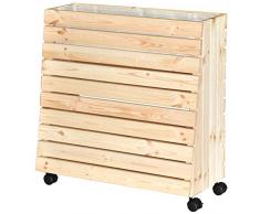 Wagner GreenBOX Jardinière surélevée mobile en bois massif naturel avec roulettes et sac à fleurs 79 x 80 x 33/23 cm Bois naturel.