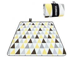 Yorbay 200 x 200 cm Couverture Tapis de Pique-Nique Imperméable Résistant à lhumidité Pliable Portable avec des Poignées pour Camping Voyage Plage Jardin Nappe Grand Format Réutilisable