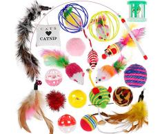 Nabance Jouets Chat, 20 pièces Jouets pour Chat Jouets interactifs pour Chats Jouet à Plumes pour Chats Souris y Balles Plumes Jouets pour Chat Chaton Minou