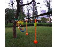 HAPPYPIE Ninja Slackline Monkey Bar Kit Obstacles à Suspendre en Plein air