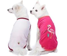 Blueberry Pet, Pack de 2 T-Shirts Pyjamas, Débardeurs Doux et Confortabes pour Chien fabriqué avec du Coton, Flamant Rose et Paysage de Vacances, Longueur du Dos de 41 cm, Vêtement pour Chien