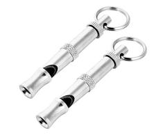 Bonne qualité Paquet De 2, Sifflet Ultrasonique Ajustable Pour Dresser Les Chiens Afin Darrêter Les Aboiements Sifflet Dobéissance Haute Fréquence Avec Rappel, Système Anti-aboiement En Acier Inoxyd