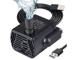 flintronic Pompe Eau Submersible, Aquarium Pump Ajustable 200L/H 3W Ultra-Silencieux Pompe à Eau USB pour Étang Fish Tank Fontaine Réservoir de Poissons Cordon de 1.4m