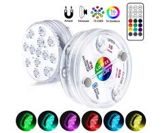 LOFTEK Lampe Piscine 16 Couleurs Lumières LED Submersibles Étanche avec Aimant, Ventouse, Éclairage de Décoration pour Maison, Vase, Spa, Aquarium, Baignoire, Piscine, Jardin, Fontaine (2 Pcs)