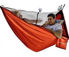 LAMURO Hamac Moustiquaire(Amovible) 2 Personnes | Grande Tente zippée au Dessus du Hamac | Hamac avec Moustiquaire pour Camping, Voyage