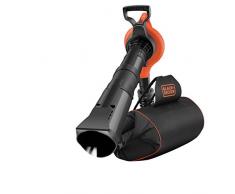BLACK+DECKER GW3031BP-QS Aspirateur, Souffleur, Broyeur de feuilles filaire - Volume daspiration : 14 m3/min - Capacité : 70 L - 1 embout concentrateur, 1 griffe râteau et 1 sangle 3000W, Noir,