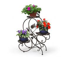 HLC-Bronze Porte Pot Pots de Plante Fleurs 3 Etagere Support Jardin en Metal Fer
