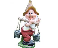 Nain de jardin avec 2 seaux - Hauteur : 43 cm - NF 14107 - Décoration de jardin - Disponible en plusieurs designs NF14107-2