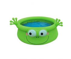 Jilong JL-17398-Piscine Gonflable Autoportante-Forme Grenouille-175 x 62 cm, Vert, 183x183x63 cm