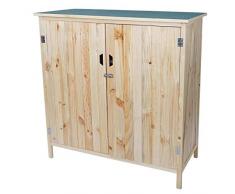 Mendler Armoire dinstruments HWC-D56, Placard pour abris de Jardin/Remise à Outils 120x115x55cm ~ Brun Naturel