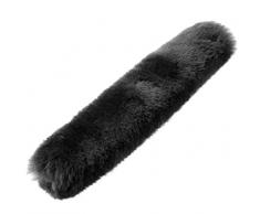 Merauno Muserolle de Nez en Peau dagneau pour Cheval ou Licol en véritable Peau de Mouton Noir/Marron 2 Tailles (28 ou 32 cm), Noir, 12.6 inches (32cm)