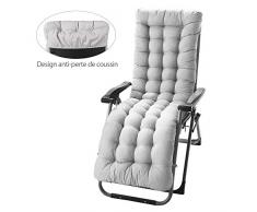 willkey Coussin Bain de Soleil Anti-dérapant pour Lounge Fauteuil Chaise Transat de Jardin Fauteuil Relax épais Outdoor Assise 170 * 53 * 7 CM (Gris)