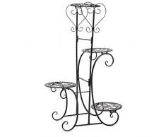Dittzz Étagère à Fleurs en Fer - Porte Pots de Plante Fleurs de 4 Niveaux Support de Pot de Fleurs Décoration pour Jardin Balcon Terrasse Couloir, 50 x 22 x 82cm