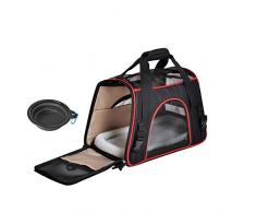 Queta Sac de Transport Chat Chien Extensible et Autres Animaux de Compagnie, Souple et Pliable avec Matelas en Peluche Amovible pour Voyage en Avion/Voiture/Train (41 * 20 * 27cm cm)