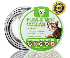 ProHomer Collier Antipuces, Collier Antiparasitaire Collier Anti-puces et tiques pour Tous Les Types de Chats Naturel Huile Essentielle-8 Mois Protection, Taille Réglable et étanche(35cm)