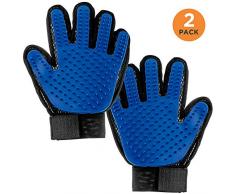 Pack de 2 gants de toilettage par Simply Natural – Pack de 2 gants de toilettage pour chien et chat avec manchettes ajustables grâce à des scratchs pour des gants mieux ajustés