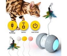 WATSABRO Jouet Chat Interactif,Automatique Jeu Chat avec Plume Accessoire pour Chat,Balles Chat avec Lumière LED et Batterie Rechargeable USB Jouet Interactif Électrique pour Animaux Chats