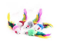 5 Pack coloré drôle souris petite souris queue chat Pet jouet