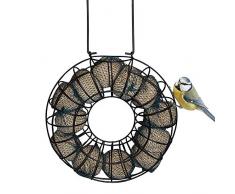 Funsquare Mangeoire pour Les Oiseaux Douille Boule De Graisse Distributeur De - Mangeoire À Oiseaux Style Pendaison Ronde en Métal Grand Anneau De Nourriture, Mangeoire Oiseaux Exterieur