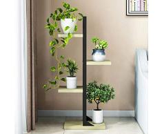 GLY Etagère À Fleurs en Bois Porte Pot De Plantes 4 Tier Jardinière Plante Jardinière Affichage Rack Étagère en Bois Mentale Stand Échelle Balcon Décoration 30x30x92cm (Couleur : Noir)