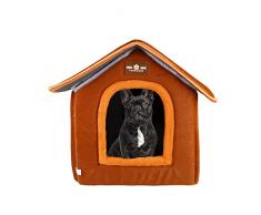 Urijk Maison Chien Chat Nid Chien Niche Chien en Polaire avec Coussin Fixation en Scratch Grande Taille Lit Panier Chien (Brun Upgraded, L)