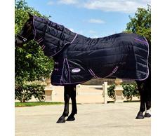 Weatherbeeta - Couverture décurie matelassée avec couvre-cou détachable COMFITEC PP - Cheval (155 cm) (Noir/violet)