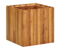 vidaXL Bois Massif dAcacia Jardinière Rectangulaire Cache-Pot Pot à Fleurs Bac de Plantes Pot à Plante Jardin Balcon Véranda Cour Extérieur 50x50x50 cm