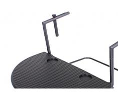 Jardinion table de balcon, table pliante, façon rotin, acier, plastique, HDPE, noir, balcon, terrasse, design, peu encombrant, appartement partagé Noir ST
