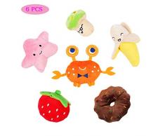 NOZOMI 6 pièces Jouets Couineur pour Chiot , Jouet Grinçant pour Chien Peluche Mignon Jouets À Mordir De Dentition Jouets & Aliments Jouets Pour Petits Chiens et Chats Moyens