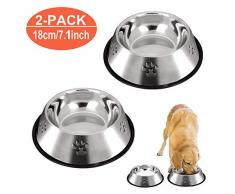 Jiuhao Lot de 2 gamelles de qualité alimentaire en acier inoxydable antidérapantes pour chien Gamelle pour chien Gamelle à nourriture pour chien Gamelle à eau polyvalente