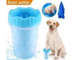 TTCOTOKE Nettoyeur De Patte de Chien, Toilettage Patte de Chien avec Serviette,Portable Laveur De Patte De Chien Brosse De Nettoyage pour Animal pour Les Chiens Actifs (10 * 8.5 * 15CM)