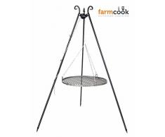 Barbecue sur Trépied - Grille en acier noir sablé Ø : 50cm 12kg H:185cm