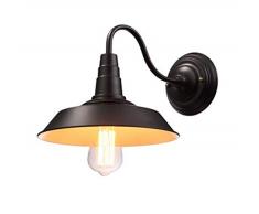 Applique murale cache-pot noir abat-jour en fer forgé métal laque hotel decoration maison chambre cuisine couloir