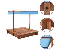 vidaXL Bois de Sapin Bac à Sable avec Toit Equipement de Jeu Aire de Jeu pour Enfants Garçons Filles Jardin Extérieur 122x120x123 cm