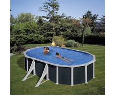 Gre KITPROV618NRT – Piscine Ovale 4 Renforts latéraux Décoration rotin Dim : 610 x 375 h 132
