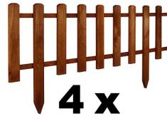 Floranica® 4 x Barrière en Bois Devant, comme clôture en Bois de Jardin, Bordure. palissade - en 3 Couleurs - imprégnée imperméable, Couleur:Brune, Taille:Hauteur 40 cm. Longitud 4x105 cm