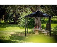Habrita Foresta - Gloriette aluminium toit 4 pentes gris anthracite 9 m2 - GL3030AL4P