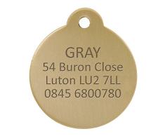 Personnalisé Médaille pour Animal domestique en Laiton solide de forme Ronde (Moyen) | SERVICE DE GRAVURE | Médaille pour Chien et Chat Personnalisée avec Gravure Laser