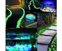 Lot de 200 Pierres Lumineuses pour éclairage de Nuit, Galets Lumineux, Vert Bleu 2 à 3 cm pour jardin, chemins, cour, Pot de fleurs, aquarium, piscine