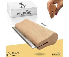 Brosse etrille Anti-Poils Chien/Chat/Cheval/Lapin Anti-mue, élimine 95% sous Poil Mort - Deshedding - Peigne Magique Anti-Poils - Outil de toilettage Pro Pilpoil™- Bois Naturel/Ergonomique