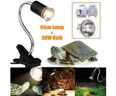 STARPIA Lampe Terrarium + 50W Ampoule, 25w-75w Lampe Reptiles Lampe Tortue Terrestre Chauffante pour Aquarium Éclairages, UVA UVB Lampe Chauffante Terrarium pour Reptiles et Amphibiens (EU Plug)