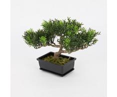Bonsaï artificiel en pot, 100 rameaux de feuilles de thé, 25 cm - bonsai synthétique / bonsai déco - artplants