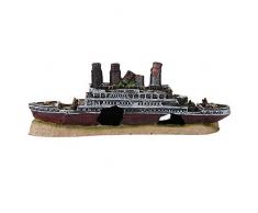 Pssopp Aquarium Naufrages Décorations en Résine Décor Endommagé Marine Navire épave De Bateau Aquarium de décorations de navires coulés Décoration daménagement paysager dornement daquarium