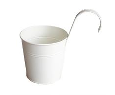 Fablcrew - Pots de fleurs en métal à suspendre, pots de fleurs à suspendre, pot de fleurs, pot de balcon, décoration de balcon, Fer, blanc, 10*10*15.5CM