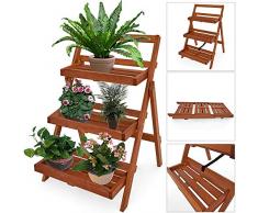 Échelle à Fleurs 3 étages Bois dacacia 56 x 59 x 79 cm décoration Jardin Balcon