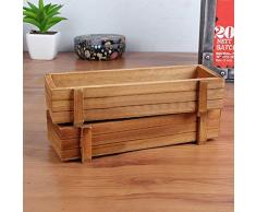 Jardinière rectangulaire en bois naturel - 22,5 x 8,4 x 4,1 cm - Pour intérieur ou extérieur - Pour plantes succulentes - Boîte décorative 2PCS