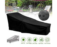 miuline Housse de Chaise Longue Jardin en Oxford 190T Imperméable,Couverture Bain de Soleil Transat Exterieur,Bache Transat Anti-UV/Vent/Poussière(208x79x41-79cm) Noir