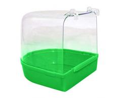 Honey MoMo Baignoire à Oiseaux, Accessoires pour Oiseaux, Perroquet, Baignoire Transparente, boîte de Douche à Suspendre – Bleu