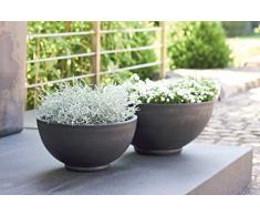 Jardinière Klocke - Jolie jardinière pour plantes - Bac à fleurs rond - Plastique / plastique - Résistant aux intempéries Klein: Ø 33cm anthracite
